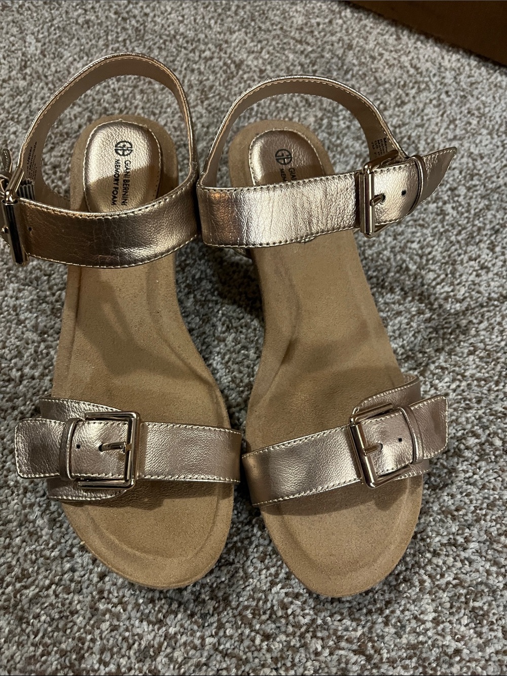 Women's Metallic Gold Buckle Sandals
